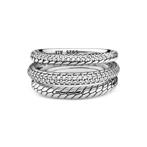 Anillo Solitario Corona Brillante Rosa Pandora Plata Esterlina