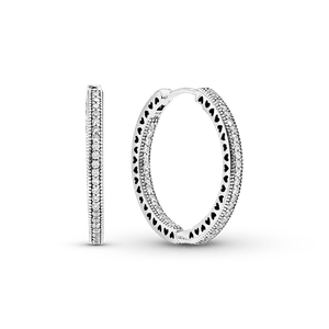 Aretes de Aro Brillo y Corazones Pandora Plata Esterlina