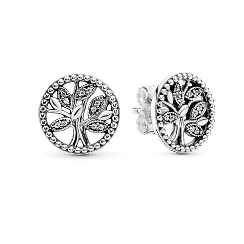 Aretes de Botón Árbol de Familia Deslumbrante