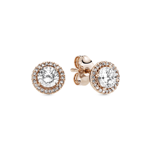 Aretes de Botón Halo Redondo Brillante