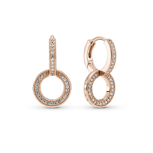 Aretes Doble Aro Resplandecientes Recubrimiento en Oro Rosa