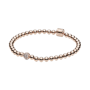 Brazalete de Cuentas y Pavé Recubrimiento en Oro Rosa