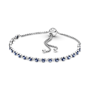 Brazalete Deslizante Brillo Cristal Azul y Transparente