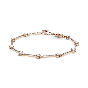 Brazalete Recubrimiento en Oro Rosa de 14K de Barras con Pavé Brillante