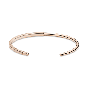 Brazalete Rígido I-D Pandora Signature Recubrimiento en Oro Rosa