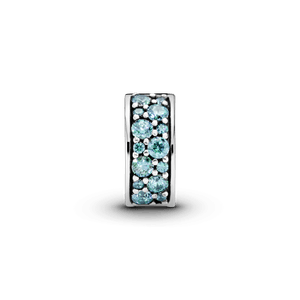 Charm Clip Fijo de Pavé Azul Cerceta