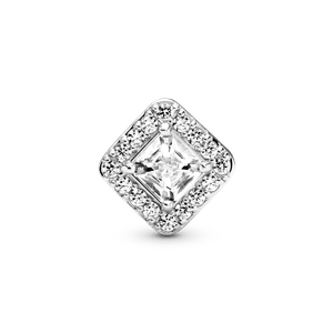 Charm Cuadrado con Halo Brillante Plata