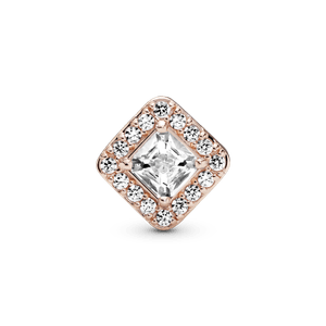 Charm Cuadrado con Halo Brillante Rosa