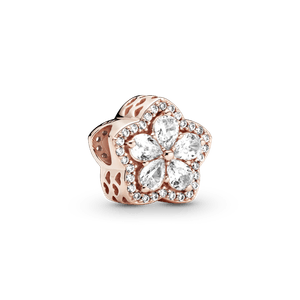 Charm Recubrimiento en Oro Rosa de 14K con Pavé de Copo de Nieve Brillante