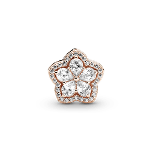 Charm Recubrimiento en Oro Rosa de 14K con Pavé de Copo de Nieve Brillante