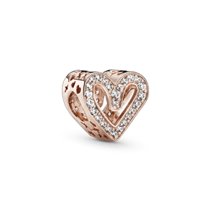 Charm Resplandeciente Corazón de Diseño Libre Recubrimiento en Oro Rosa