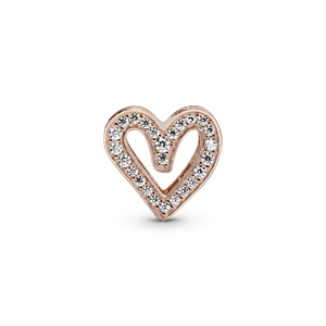 Charm Resplandeciente Corazón de Diseño Libre Recubrimiento en Oro Rosa