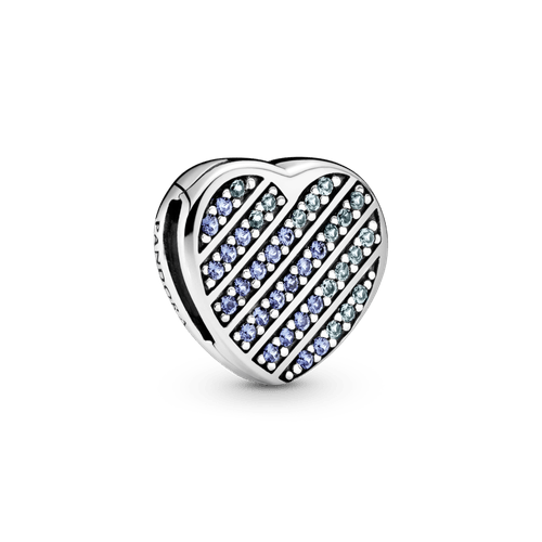 Clip Charm Fijo Corazón de Pavé Azul