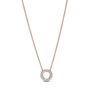 Collar Collier Círculo de Pavé con Logotipo Pandora Rosa