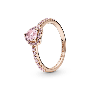 Anillo Corazón Brillante Recubrimiento en Oro Rosa Elevado