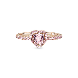 Anillo Corazón Brillante Recubrimiento en Oro Rosa Elevado