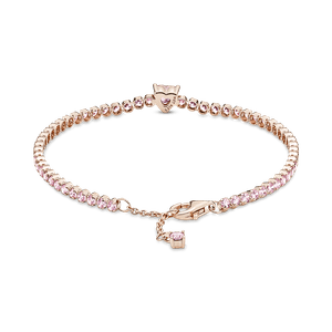 Brazalete en Plata de Ley Corazón Brillante Recubrimiento en Oro Rosa