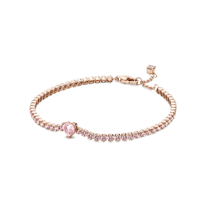 Brazalete en Plata de Ley Corazón Brillante Recubrimiento en Oro Rosa