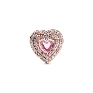 Charm Corazón Nivelado Brillante Recubrimiento en Oro Rosa