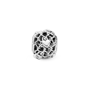 Charm Calado Cadena de Eslabones con Candado