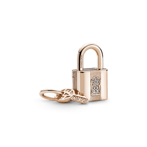 Charm Colgante Candado y Llave Recubrimiento en Oro Rosa