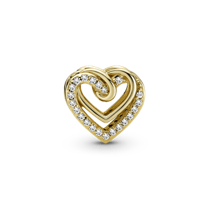 Charm Corazones Entrelazados Resplandecientes Dorado