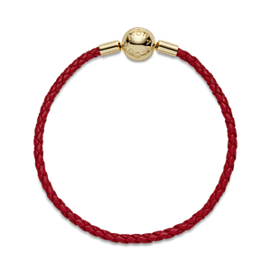 Pandora Moments Red Woven Leather Bracelet