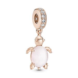 Charm Colgante Tortuga de Mar Rosa de Cristal Murano Rosa