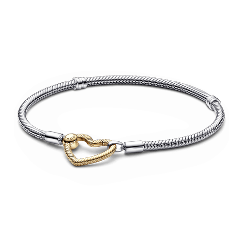 Brazalete Cadena de Serpiente con Broche de Corazón Pandora Moments Recubrimiento en Oro de 14K | Pandora Plata Esterlina