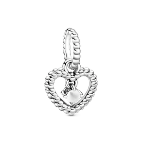 Dije Colgante Corazón de Abalorio Blanco Leche