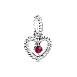 Dije Colgante Corazón de Abalorio Rojo Oscuro
