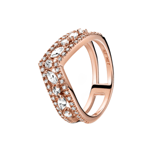 Anillo Hueso de Los Deseos Doble Talla Marquise Reluciente Rosa