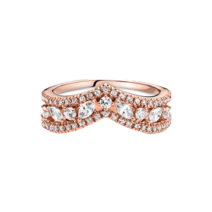 Anillo Hueso de Los Deseos Doble Talla Marquise Reluciente Rosa