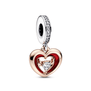 Charm Colgante Corazón Radiante en Dos Tonos