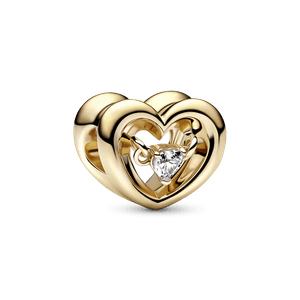 Charm Corazón Radiante y Piedra Flotante Dorado