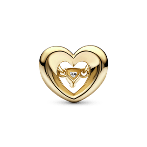Charm Corazón Radiante y Piedra Flotante Dorado