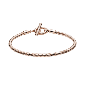 Brazalete Cadena de Serpiente con Barra T Pandora Moments Rosa
