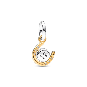 Charm Colgante Herradura Disco Giratorio en Dos Tonos Recubrimiento en Oro de 14k