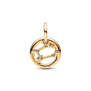 Charm Colgante Zodiaco Géminis Recubrimiento en Oro de 14k