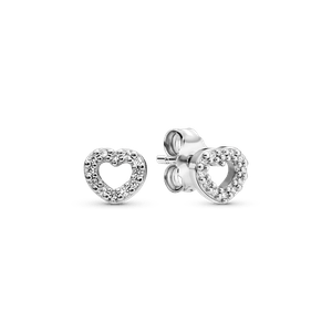 Aretes de Botón Corazón Abierto Pandora Plata Esterlina