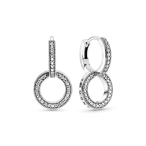 Aretes Doble Aro Resplandecientes Pandora Plata Esterlina