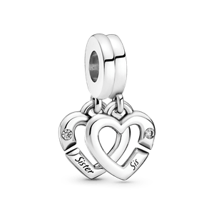 Charm Colgante Dividido Corazones Gemelos Entrelazados