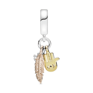 Charm Colgante Espiritualidad Jamsa, Ojo Que Todo Lo Ve y Pluma