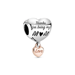 Charm Corazón Yo Te Amo Mamá Recubrimiento en Oro Rosa
