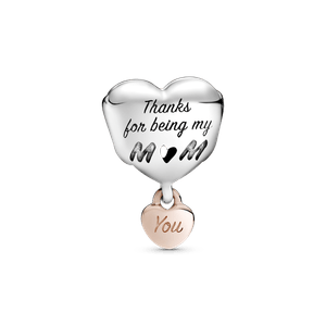 Charm Corazón Yo Te Amo Mamá Recubrimiento en Oro Rosa
