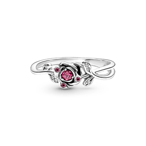 Anillo en Plata de Ley Rosa de la Bella y la Bestia de Disney