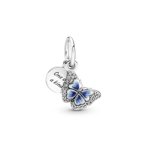 Charm Colgante Doble Mariposa Azul y Frase