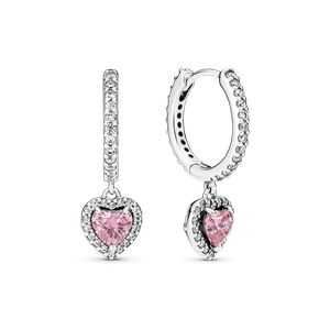 Aretes de Aro Corazón con Halo Resplandeciente