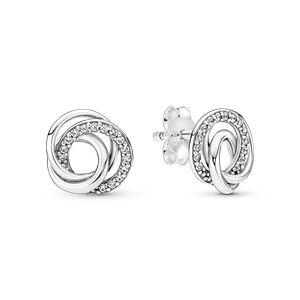 Aretes de Botón Círculos Entrelazados Familia Por Siempre