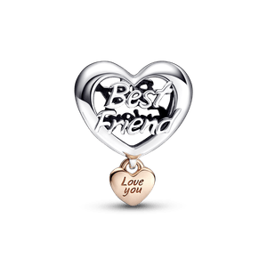Charm Corazón Te Amo Mejor Amiga Recubrimiento en Oro Rosa